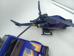 Blue Thunder Helicopter And Rolling Jeep Vehicles Glasslite Brazil Vintage 80 ´s
