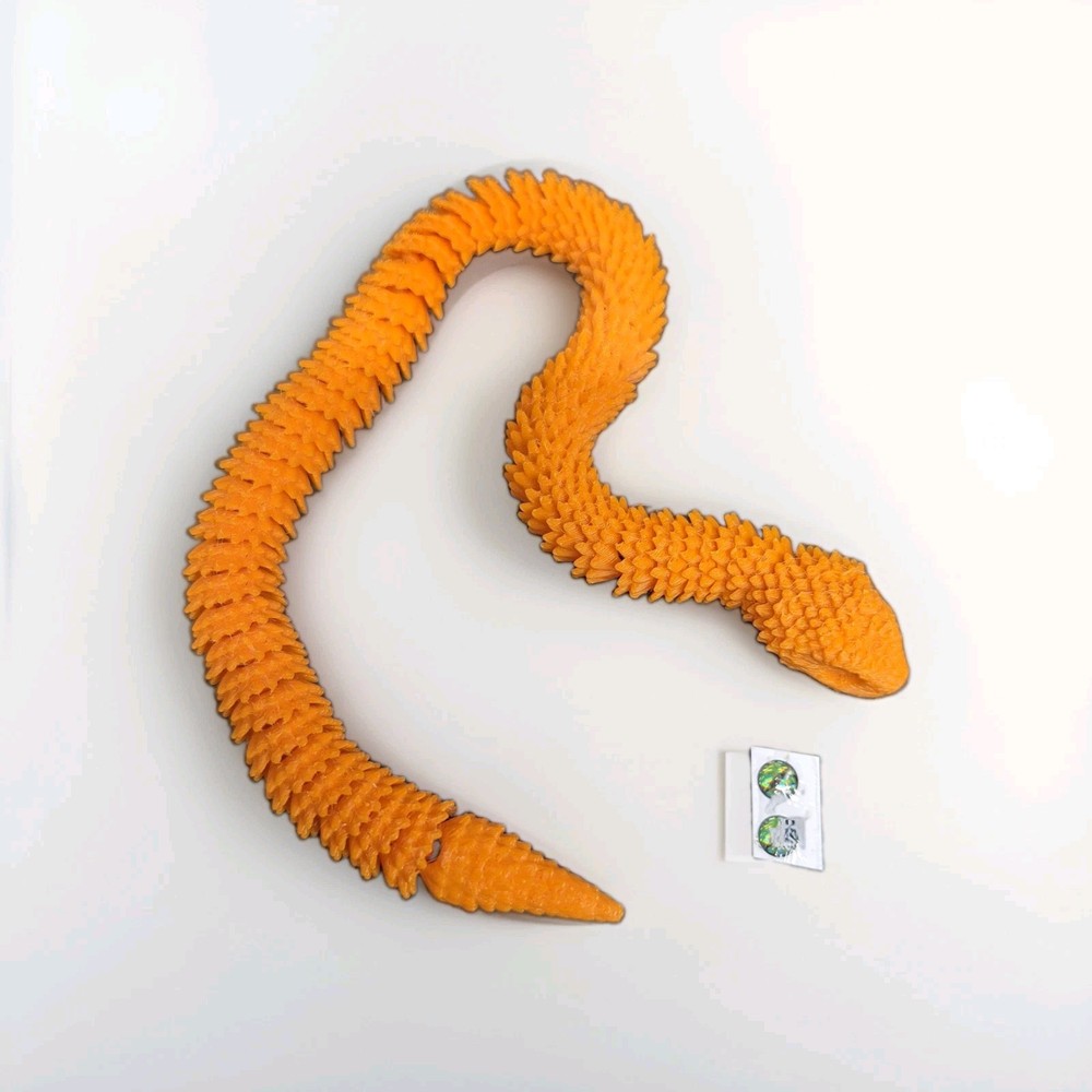 10x Articulated 3D Printed Snakes 11″ – DIY Eye Assembly Fun Project Lot READ