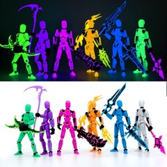 [6-Pack] Glowing Titan 13 Action Figure Set Already Assembled, T13 Action Figure