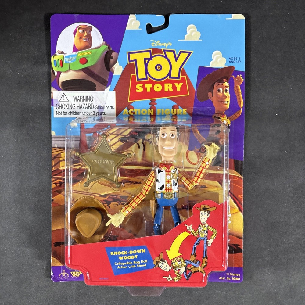 KNOCK-DOWN WOODY THINKWAY TOYS ACTION FIGURE NEW DISNEY PIXAR VINTAGE