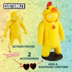 Gang Beasts Yellow Chicken Costume Video Game Fighter Character Figure -New