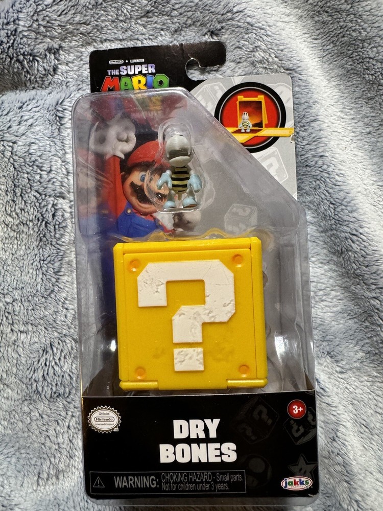 Jakks Pacific Super Mario Bros Movie Dry Bones 1.25 in Mini Action Figure New
