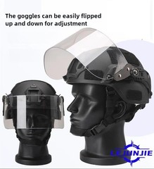 LEJUNJIE Tactical MICH 2000 Fast Helmet with Clear Riot Visor One Size, BK