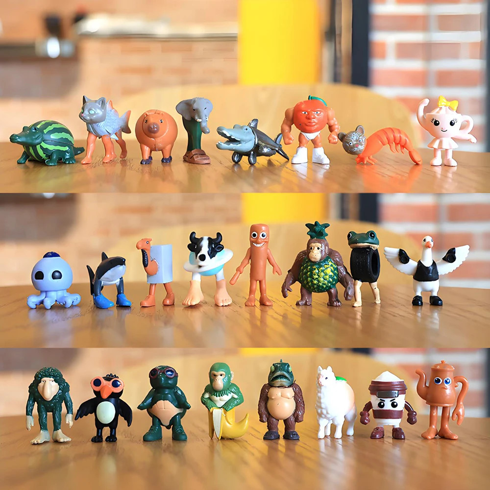 24pcs/set Italian Brainrot Tung Tung Sahur Shark Tralalero Tralala Action Figur