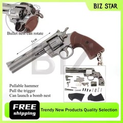 🔫 1:3 Mini Revolver grey – Alloy Detachable Pistol Keychain!