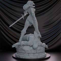 1/6 37cm Red Sonja 3D print figure Model Kit Unpainted Unassembled Garage Kit
