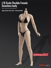 US STOCK 1:6 Flexible Seamless Normal Skin Large Bust Breast Female Figure Body