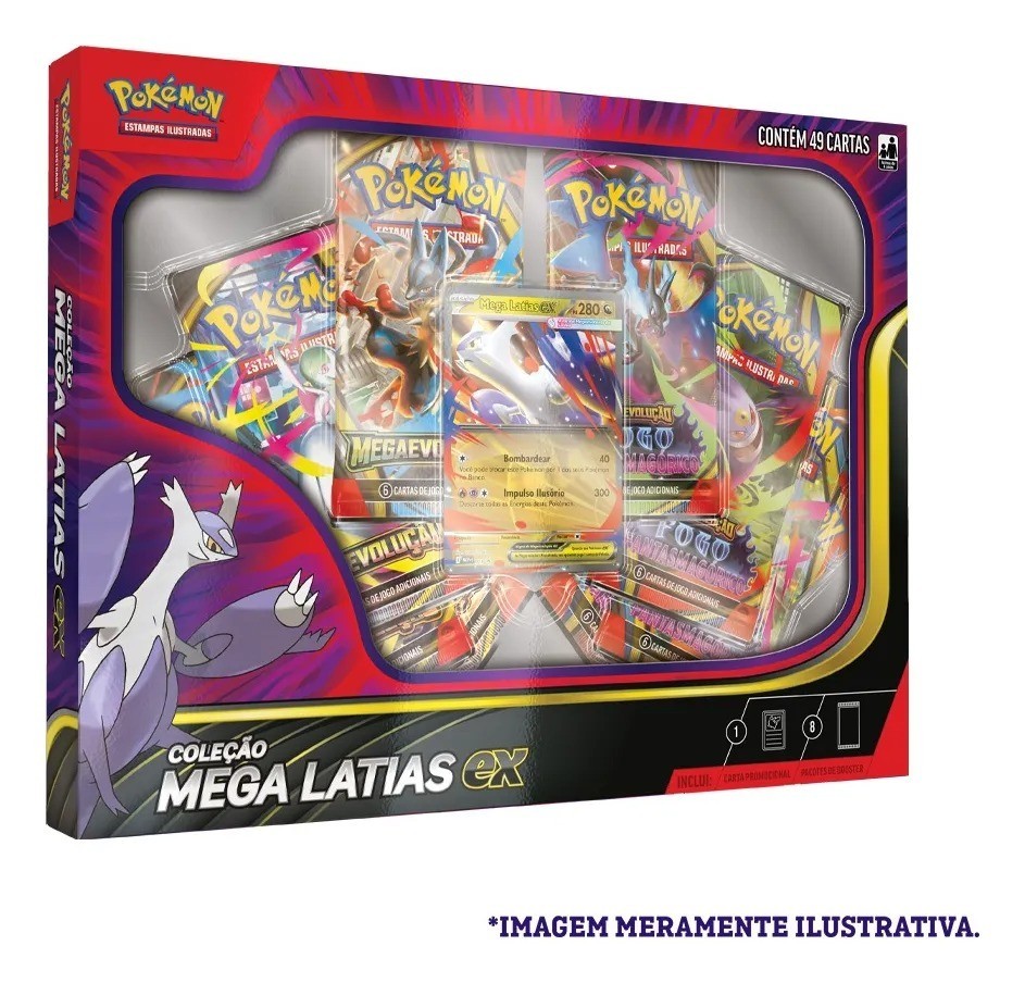 Pokemon Mega Latias EX Collection Box Set 49 Cards Brazilian Game Sealed