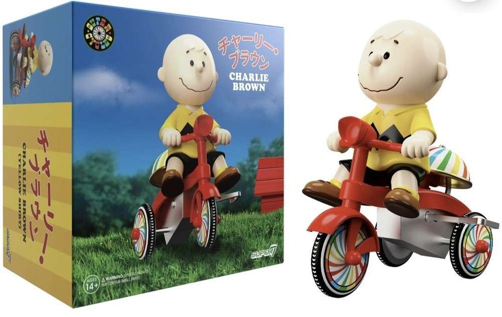 Super7 Peanuts Charlie Brown Action Figure Super Cycles Yellow Shirt/Red Cycle