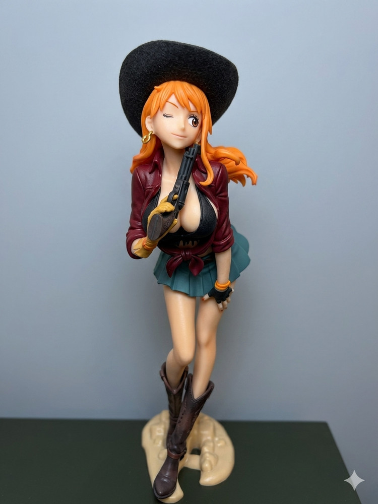 Boxed Cowboy Nami Zoro Luffy PVC Figure Collectible Model Toy Gift Set Anime