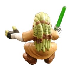 Hasbro Star Wars Galactic Heroes KIT FISTO figure tan Jedi robes & Green saber