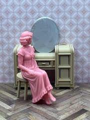 1:24 Scale Dollhouse Figure “Evening Beauty Ritual” 1950s Inspired by Marx