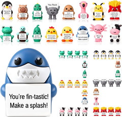 64 Pcs Mini Rubber You Rock Toys Set Mini Rock Figures Positive Gifts Desktop Or