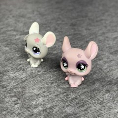 Hasbro Littlest Pet Shop 495 630 Chinchilla Figures Lot 2 Gray Pink 2007 LPS