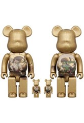 MEDICOM TOY BE@RBRICK The Wind God and Thunder God 100% & 400% 4 PCS SET JAPAN