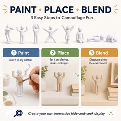 8-Pose Set 3D Printed Chameleon Hide and Seek Figures DIY Paintable Decor