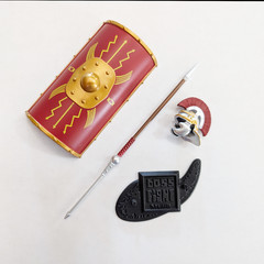 1:18 Scale Roman Soldier Mini Gear Kit (Roman Shield, Sword-Spear Pack for 3.75″