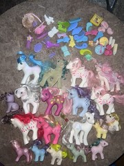 Vintage Lot of 80s Hasbro My Little Pony Dolls W/ Accessories