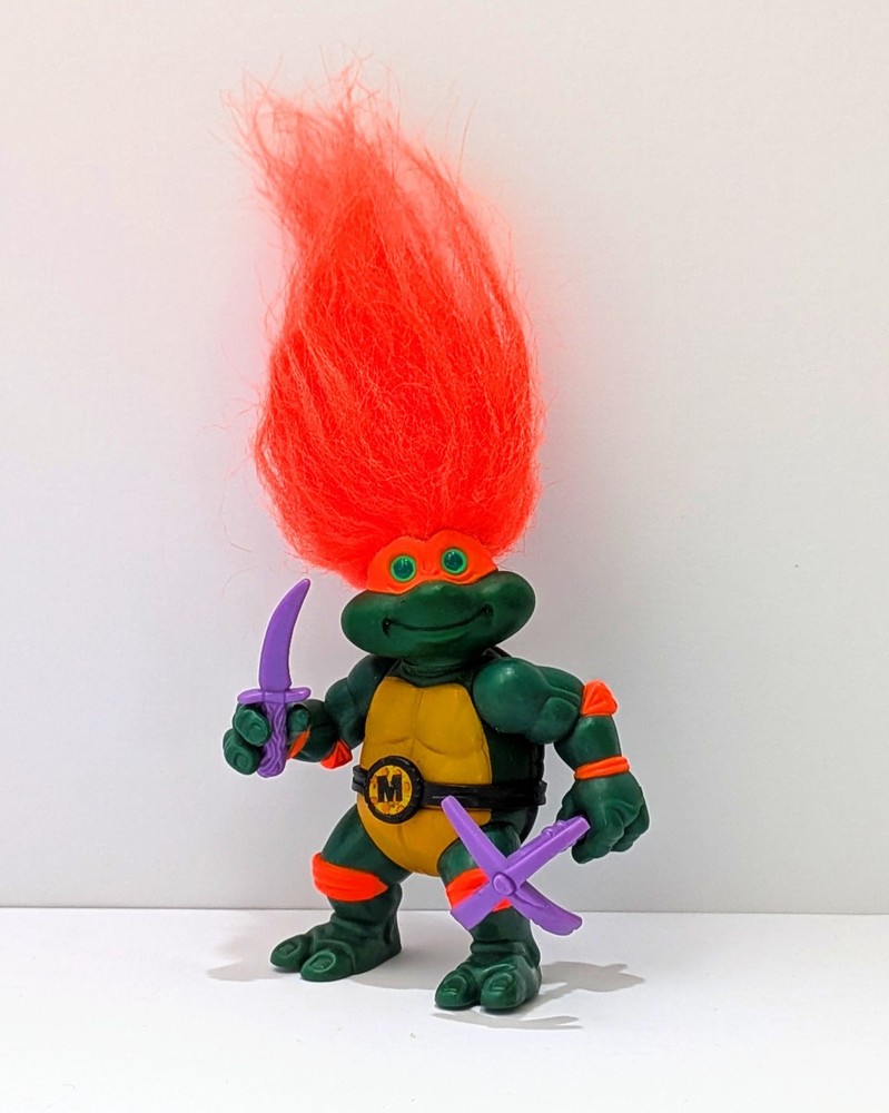TMNT 1993 Ninja Turtle Troll Mike Michaelangelo w/ pick+dagger+belt no nunchakus