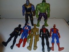 Marvel Titan Hero Action Figure Lot 7 Hulk Thanos Groot Spider-Man Captain Ameri
