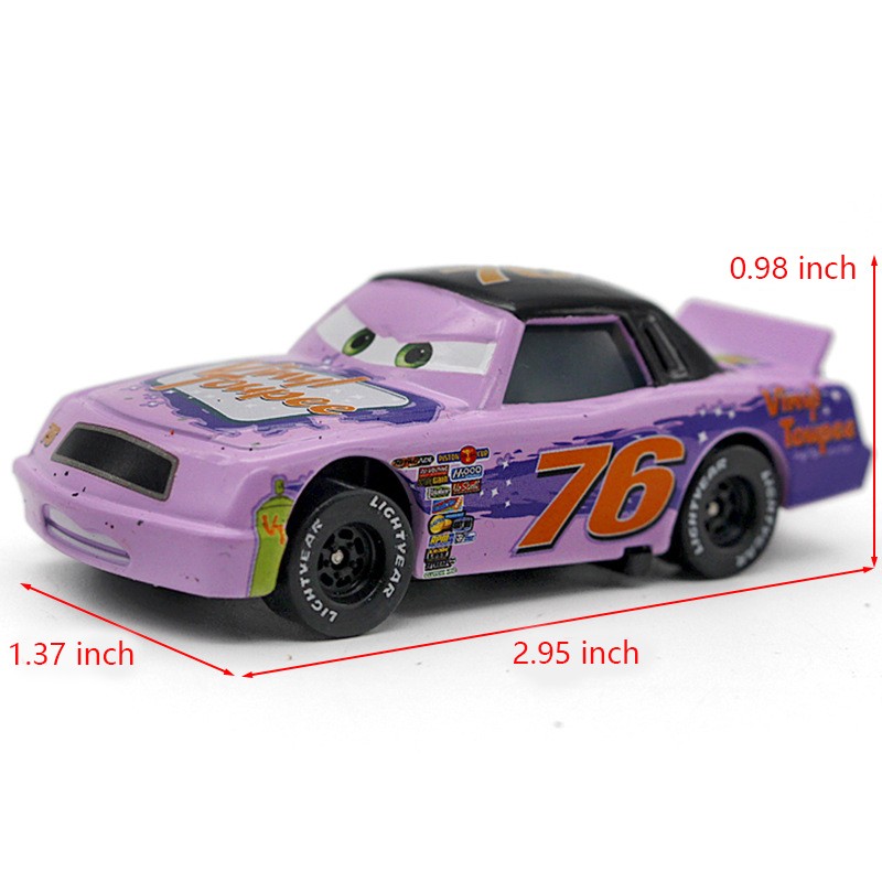2Pcs Disney Pixar Cars No.76 Vinyl Toupee Hauler Truck with Car Diecast Toy Set