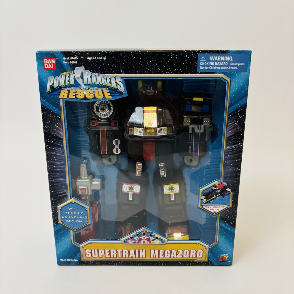 Vintage Bandai Power Rangers Lightspeed Rescue Supertrain Megazord Figure In Box