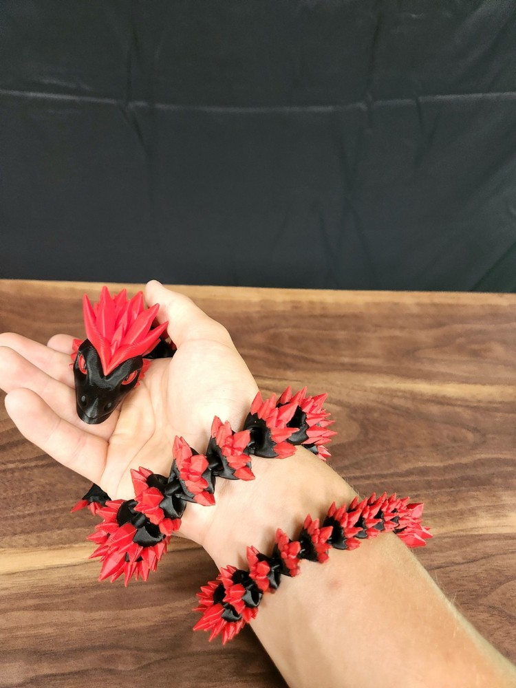 3D Printed Black and Red 24″ Crystal Dragon