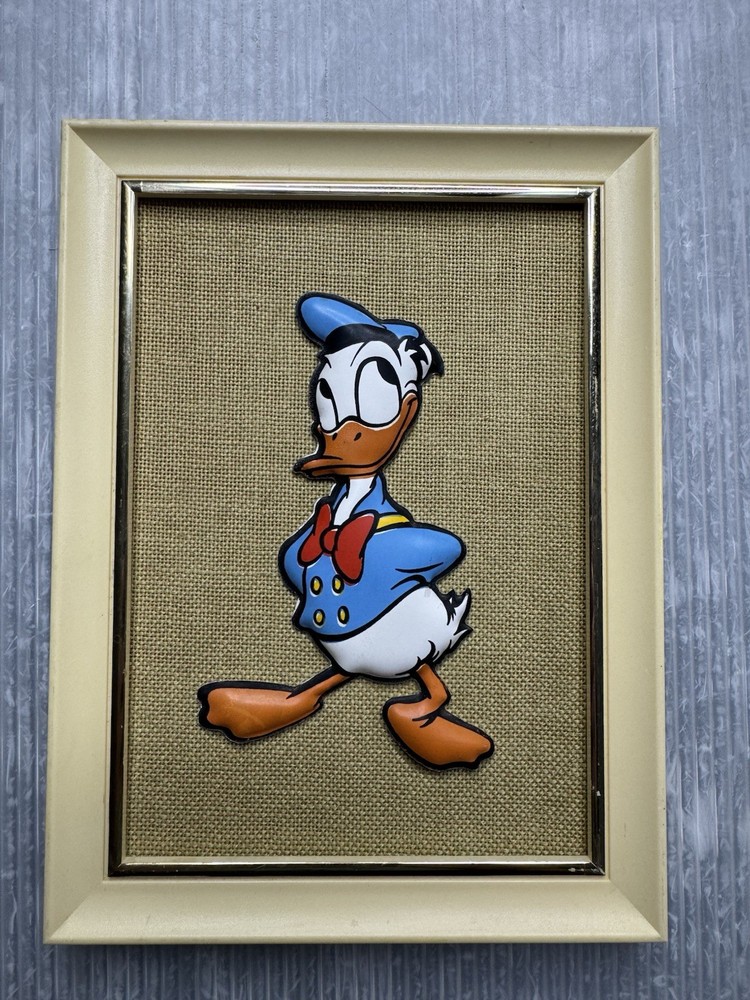 vintage Walt Disney 1960s DONALD DUCK puffy plastic Framed Wall Art