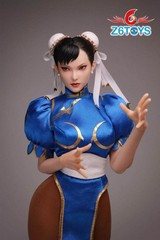 1/6 Chun Fighter Female Head Sculpt Movable Eyes For 12″ PHICEN Hot Toys Figure