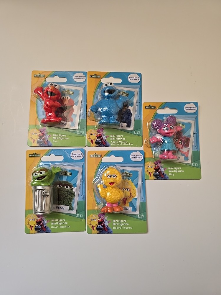 Set Of 5 Sesame Street Mini Figures Elmo, Big Bird, Oscar, Abby & Cookie Monster