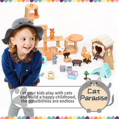 43 Piece Cat Figurine Playset Pet Care Center Toys for Kids Toddlers Boys Girls