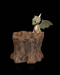 Garden Scout Baby Dragon Planter – 16.5cm Fantasy Tree Stump Pot | 3D Printed