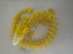3D Printed Articulated Dragon 24in Glow In The Dark Yellow / White Dual Color