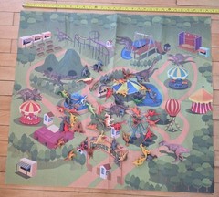 Mixed Dinosaur Toy Figure Lot Of 50 w/ Felt Park Scene Mat