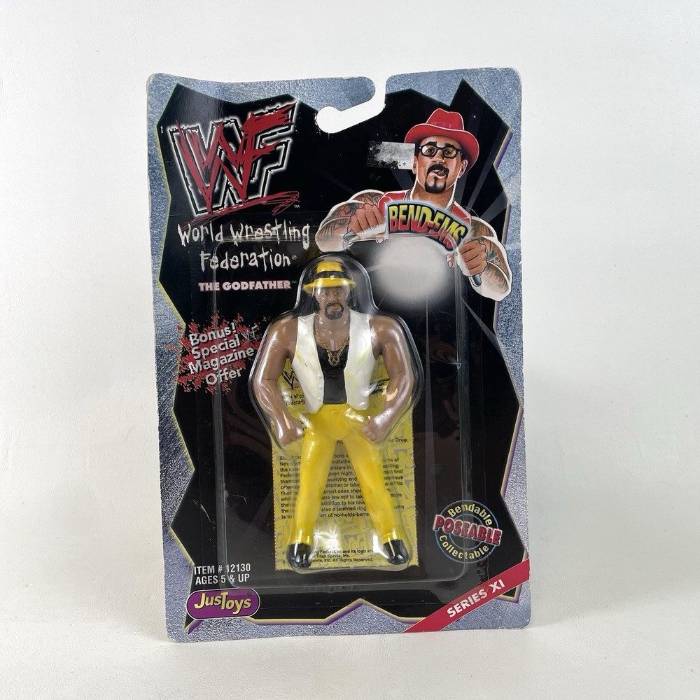 Vintage JustToys 1999 WWF WWE Bend-Ems The Godfather Figure Series 11 New