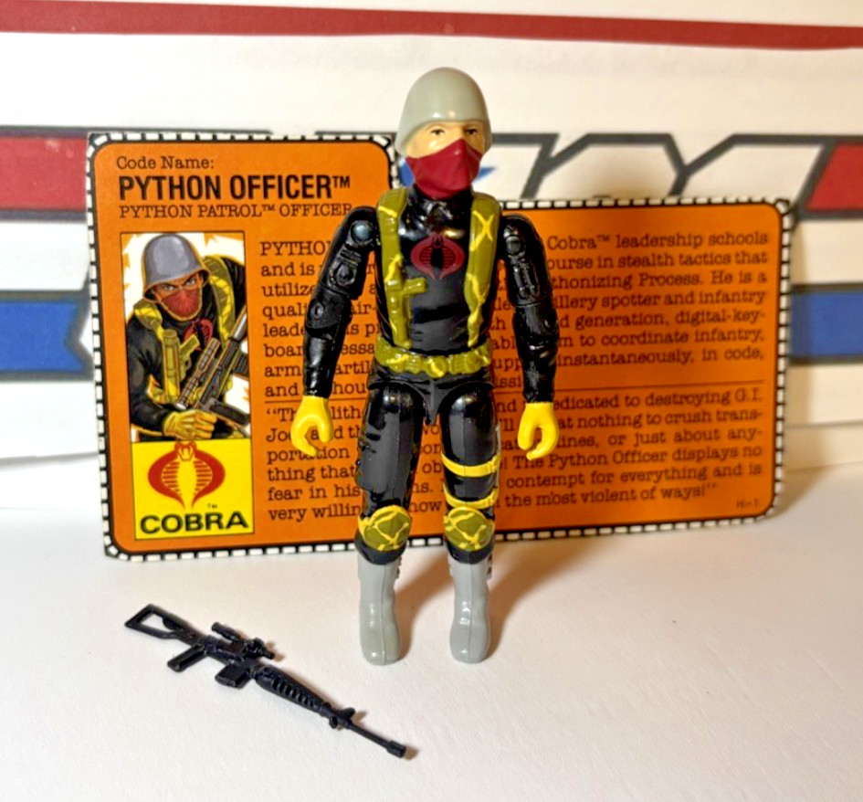 GI Joe Python Patrol Officer 1989 *100% COMPLETE w/File Card, NEAR MINT!* Cobra