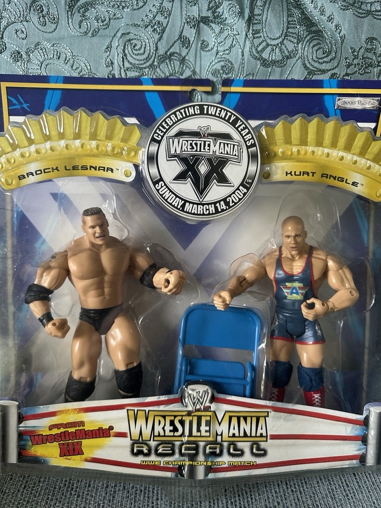WWE WWF Jakks Pacific Wrestlemania XX Recall Kurt Angle Brock lesnar
