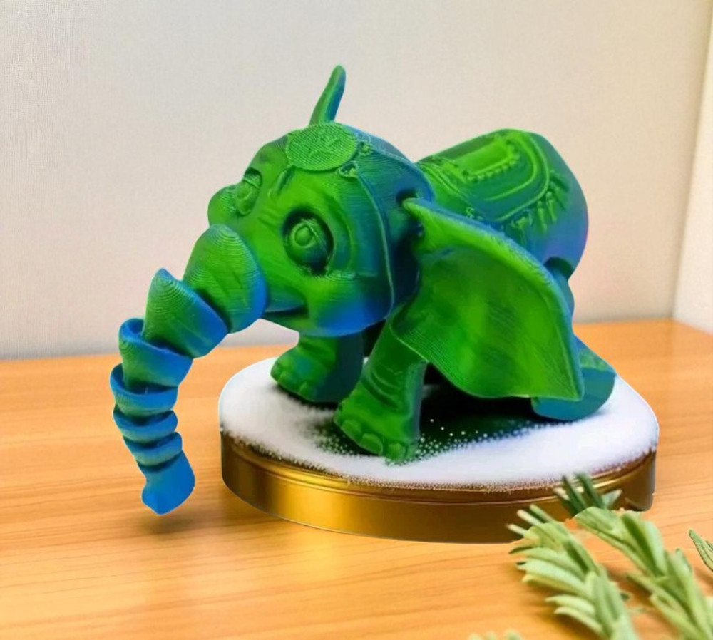 Mini Green Elephant – 3D Printed Articulated Figure 3.54” Next Day Shipping