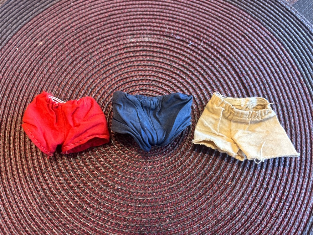 GI Joe Vintage 1960’s Sea Sled & Scuba Frogman Red, Tan Blue Shorts Lot – 12”