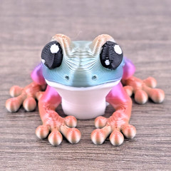 Mini Candy Rainbow Frog Flexi Fidget Toy – Articulated Desk Pet 3D Printed 1.5″