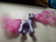 My Little Pony G3 MLP Petal Blossom 2002 Purple Super Long Hair Pink Tinsel