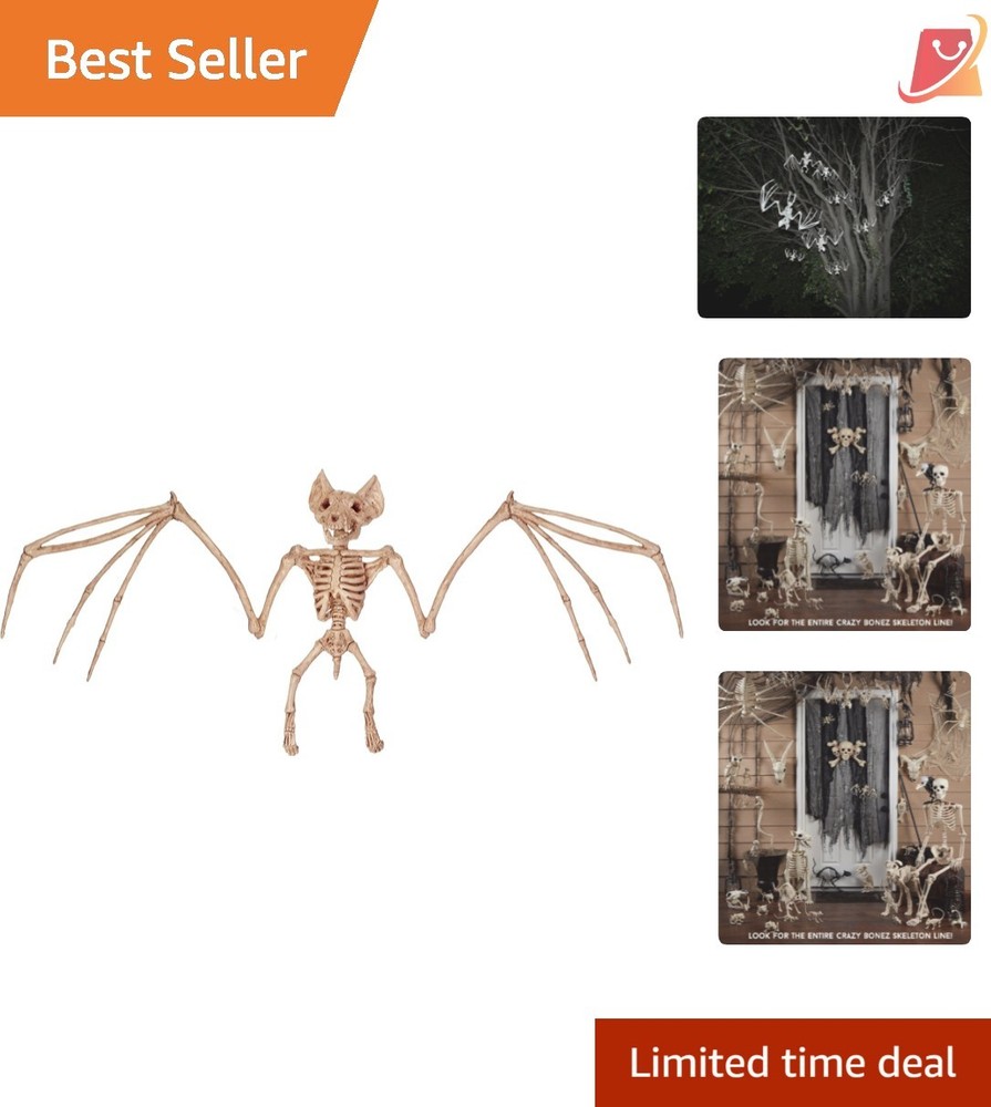 Plastic Skeleton Bat 12×6.5 inches All-Weather Halloween Decor Spooky