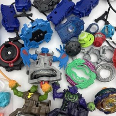 Large 90+ Piece Lot Of Beyblade Spinners, Discs, Launchers, Parts