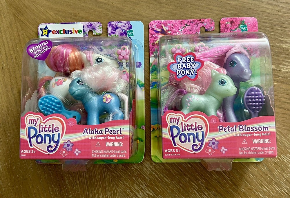 My Little Pony 2003 ALOHA PEARL BONUS BABY Bellaluna & Petal Blossom