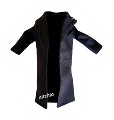 Mezco One:12 Pruneface – BLACK OVERCOAT & WHITE SILK SCARF 1/12 Soft Goods