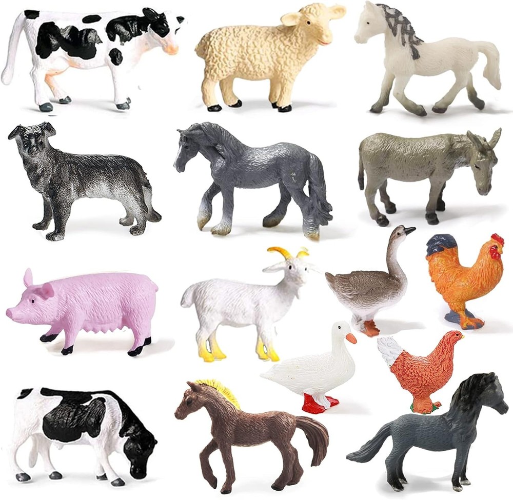 15PCS Realistic Farm Animal Figures Toy Set Educational Playset Kids Learning
