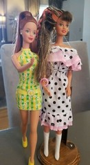 VTG Mattel, Barbie Pretty In Plaid Redhead and Glitter Hair Teresa Pink
