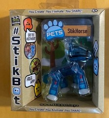 STIKBOTS PETS BLUE & GREEN HORSE AND RED COW 3 PK NEW SEALED SHIPS FREE IN USA