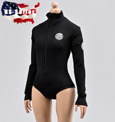 1/6 Black Zip Bodysuit Outfit For 12″ PHICEN Hot Toys VERYCOOL TBL Female Figure