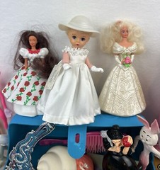 Huge Lot Of Vintage Girls Toys + Blue Plastic Case 48 Pieces Total Disney Mattel